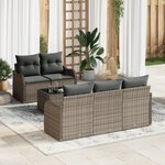 Ensemble de Canapé de Jardin 6 Pièces avec Coussins Gris Rattan Synthétique
