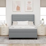 vidaXL Lit à ressort avec matelas et lumière LED Gris clair 140x200 cm Tissu