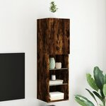vidaXL Meuble TV avec lumières LED chêne fumé 30 5x30x102 cm