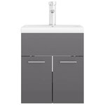 vidaXL Armoire d'évier lavabo intégré gris brillant bois d'ingénierie