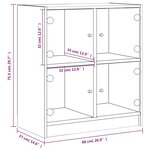 vidaXL Armoire latérale avec portes en verre gris béton 68x37x75 5 cm
