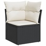 vidaXL Salon de jardin 4 Pièces avec coussins noir résine tressée