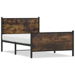 vidaXL Cadre de lit en métal sans matelas chêne fumé 100x200 cm