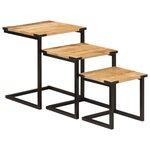 vidaXL Tables basses gigognes 3 Pièces bois massif de manguier et fer