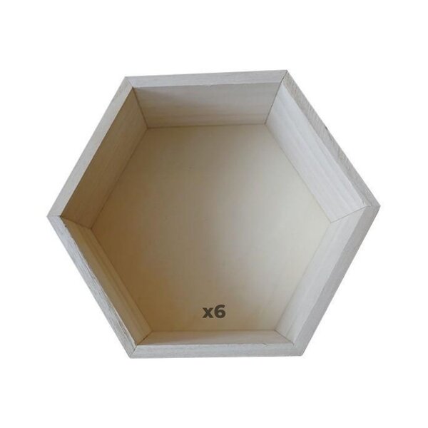 6 étagères hexagonales en bois 36 x 31 x 10 cm