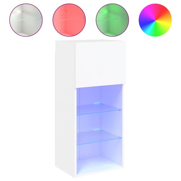 vidaXL Meuble TV avec lumières LED blanc 40 5x30x90 cm