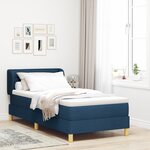 Lit Box Spring vidaXL avec Matelas Bleu 100x200 cm Tissu