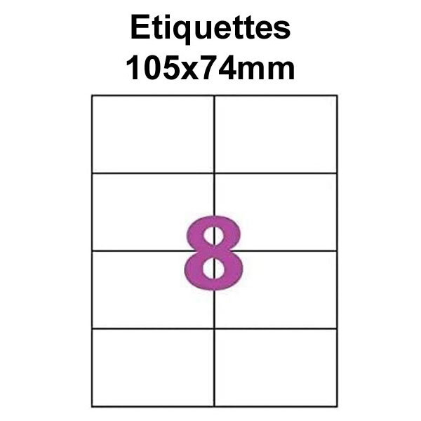 Étiquettes adhésives  105x74mm  (80 étiquettes) - blanc - 10 feuilles -t3azur