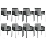 vidaXL Ensemble à manger de jardin 9 Pièces coussins noir rotin et acier