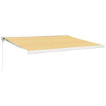 vidaXL Auvent rétractable jaune et blanc 4x3 m tissu et aluminium