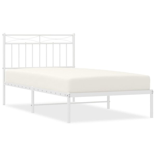vidaXL Cadre de lit métal avec tête de lit blanc 100x190 cm
