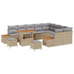 Set de Canapé de Jardin vidaXL 12 Pièces avec Coussins Beige Rattan Acacia