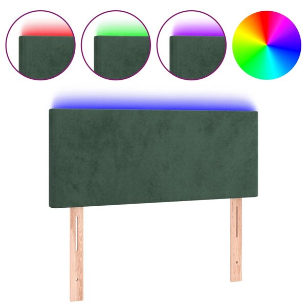vidaXL Tête de lit à LED Vert foncé 90x5x78/88 cm Velours