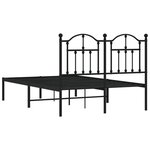 vidaXL Cadre de lit métal sans matelas avec tête de lit noir 120x190cm