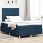 vidaXL Lit avec sommier et matelas bleu 120x200 cm en tissu