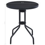 vidaXL Table de jardin Noir 60 cm Acier et verre