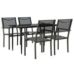 vidaXL Ensemble à manger de jardin 5 Pièces noir textilène et acier