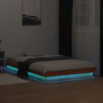 vidaXL Cadre de lit à LED cire marron 120x200 cm bois de pin massif