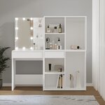 vidaXL Coiffeuse à LED avec 2 armoires Blanc Bois d'ingénierie