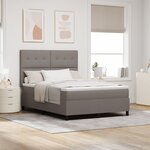 vidaXL Lit ressort avec matelas & LED taupe 140x190 cm en tissu