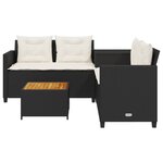 vidaXL Canapé de jardin avec table et coussins en forme de L noir