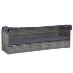 Lit de jardin avec auvent gris 205 x 62 cm résine tressée 02_0011998