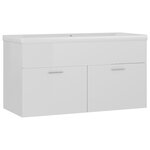 vidaXL Armoire d'évier avec lavabo intégré Blanc brillant