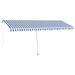 vidaXL Auvent manuel rétractable avec LED 500x300 cm Bleu et blanc
