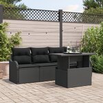Ensemble de Canapé de Jardin de 5 pièces avec Coussins en Poly Rattan Noir
