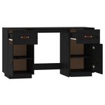 vidaXL Bureau avec armoires Noir 135x50x75 cm Bois massif de pin