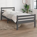 vidaXL Cadre de lit Gris Bois massif 100x200 cm