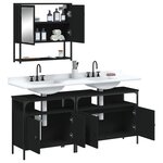 vidaXL Ensemble de meubles salle de bain 3 Pièces noir bois d'ingénierie