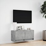 vidaXL Meuble TV mural avec lumières LED gris béton 80x31x35 cm