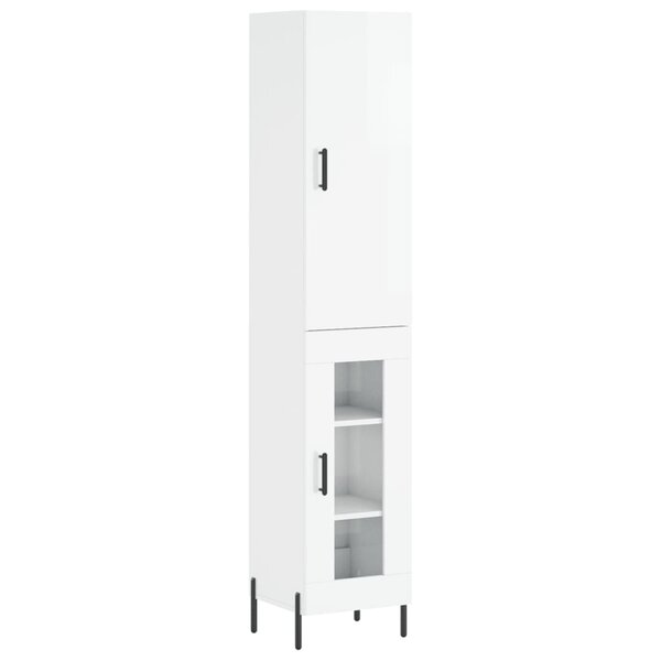 vidaXL Buffet haut Blanc brillant 34 5x34x180 cm Bois d'ingénierie