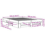 vidaXL Cadre de lit sonoma gris 135x190 cm bois d'ingénierie