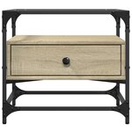 vidaXL Table basse et dessus en verre chêne sonoma 50x50x45 cm acier