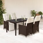vidaXL Ensemble de bistro de jardin 5 Pièces coussins marron poly rotin