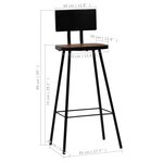 vidaXL Tabourets de bar lot de 4 bois massif de récupération