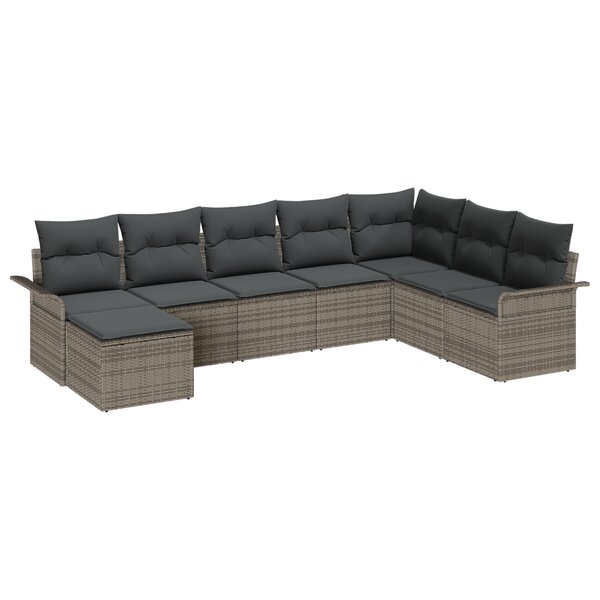 vidaXL Ensemble de Canapé de Jardin de 8 Pièces avec Coussins Rattan Poly Gris
