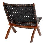 Chaise en teck et cuir noir PERUGIA
