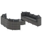 vidaXL Salon de jardin 9 Pièces avec coussins gris résine tressée