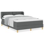 Lit box spring avec matelas - Gris foncé  140x190 cm  Tissu