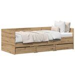 vidaXL Lit banquette Chêne artisanal Bois d'ingénierie 90 x 200 cm