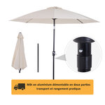 Parasol inclinable aluminium fibre de verre polyester diamètre 2 65 m coloris crème