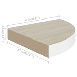 vidaXL Étagère d'angle murale Chêne et blanc 35x35x3 8 cm MDF