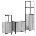 vidaXL Ensemble de mobilier de salle de bain 3 pièces en bois d'ingénierie gris sonoma