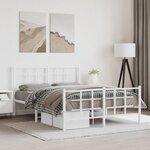 vidaXL Cadre de lit métal sans matelas et pied de lit blanc 140x200 cm