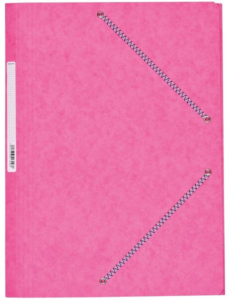Chemise Carte Lustée 24 x 32 cm à rabats avec élastique et étiquette de dos Rose COUTAL