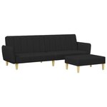 vidaXL Canapé-lit à 2 places avec repose-pied noir tissu