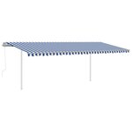 vidaXL Auvent automatique rétractable et poteaux 6x3 5 m Bleu et blanc